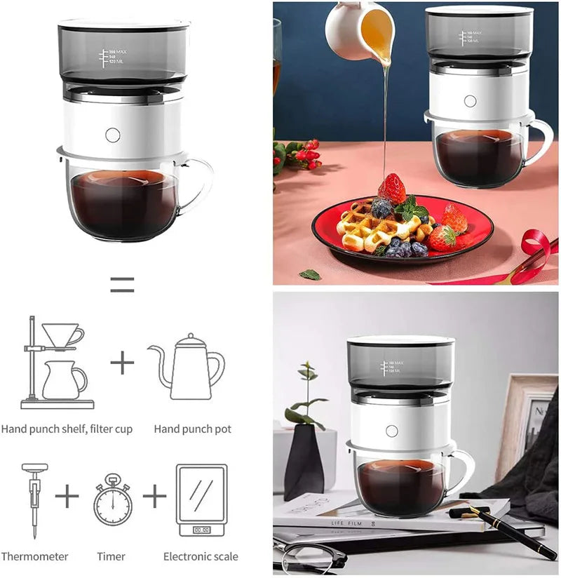 Portable Espresso Maker 160ml - Manual Hand Press Coffee Machine for Travel & Camping - Mini Drip-Free Coffee Maker with Built-i