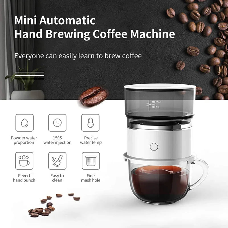 Portable Espresso Maker 160ml - Manual Hand Press Coffee Machine for Travel & Camping - Mini Drip-Free Coffee Maker with Built-i