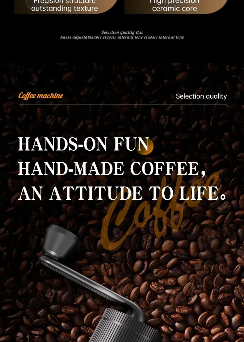 Portable coffee machine, hand cranked coffee grinder, mini adjustable grinder, home office, travel coffee powder making machine
