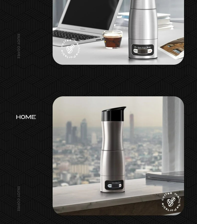 Portable Coffee Maker 12V/24V Compact Espresso Machine for Driving Office Home with LED Screen Display Fast Heating Heating