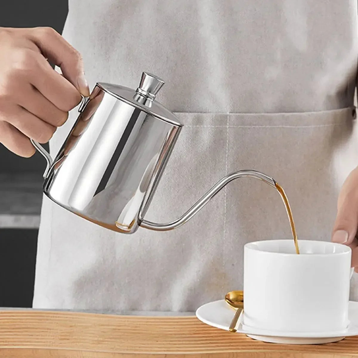1PC-350ML Pour Over Coffee Kettle Gooseneck Pour Over Coffee Pots Drip Coffee Maker Stainless Steel Home Barista Accessories