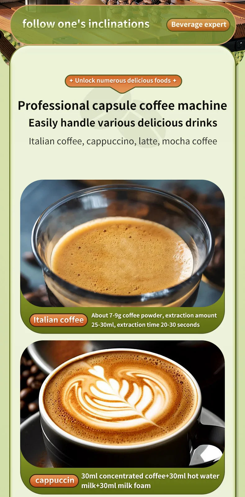 Wireless Electric Espresso Coffee Machine for Car & Home Camping Portable Coffee Maker 2-in-1 Capsule Powder Travel Coffee Maker