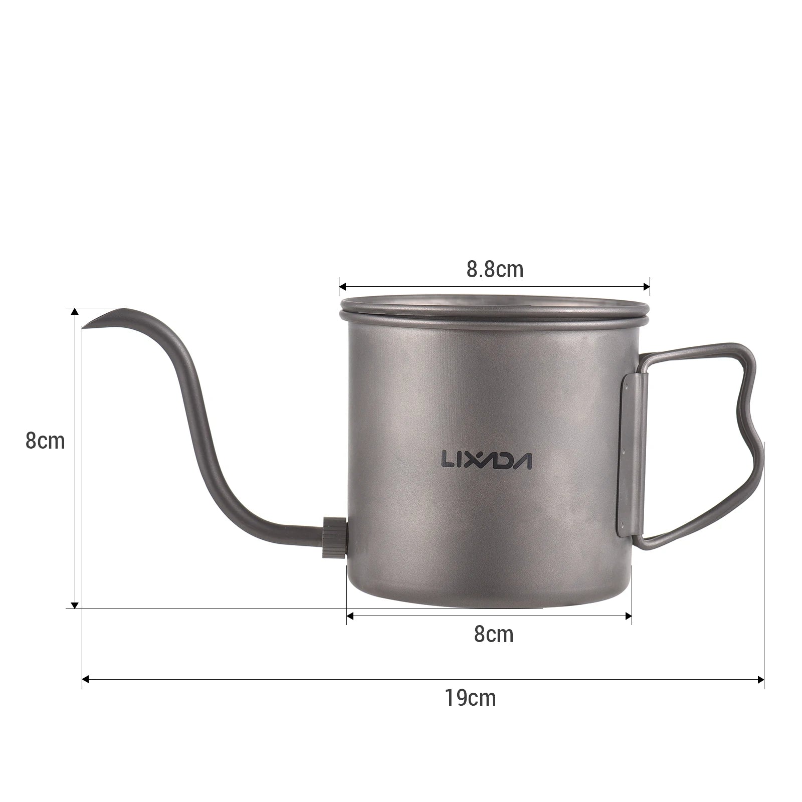 400ml Pour Over Kettle Gooseneck Coffee Kettle Ti Folding Handle  Kettle with Lid and Beer Cup Gooseneck Pour Over Kettle