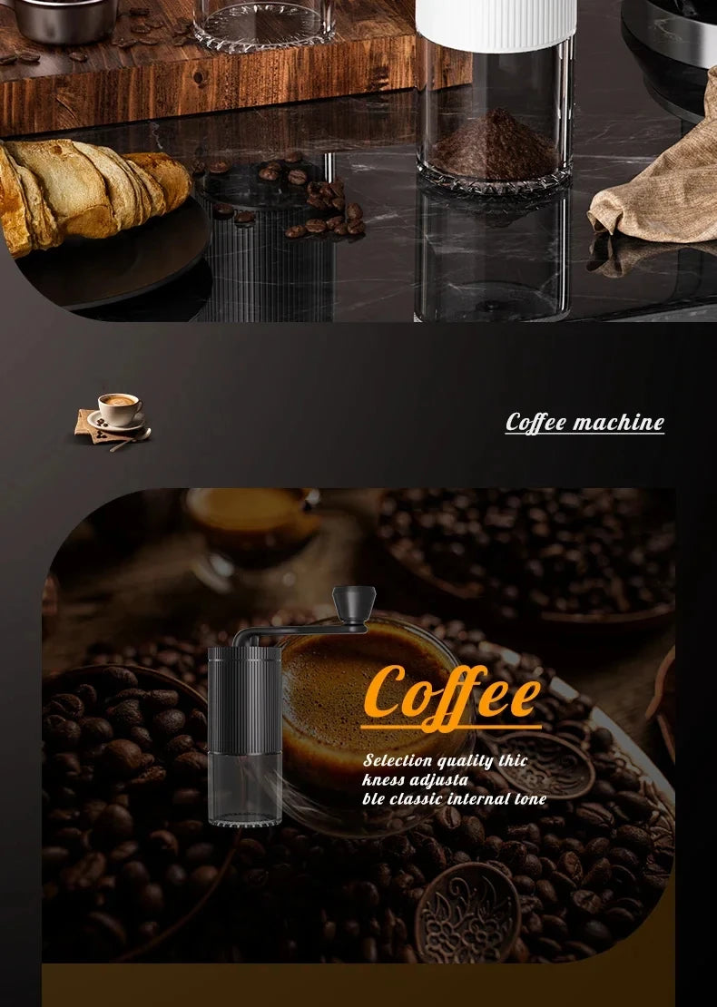Portable coffee machine, hand cranked coffee grinder, mini adjustable grinder, home office, travel coffee powder making machine