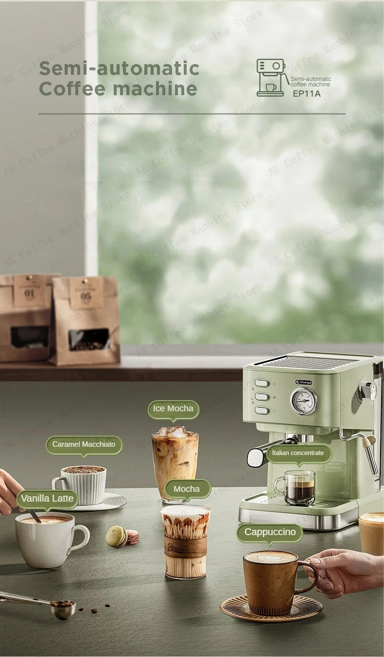 Home Espresso Machine for Beginners Semi-automatic Espresso Machine Small Extraction Coffee Machine Steam Milk Frother Latté