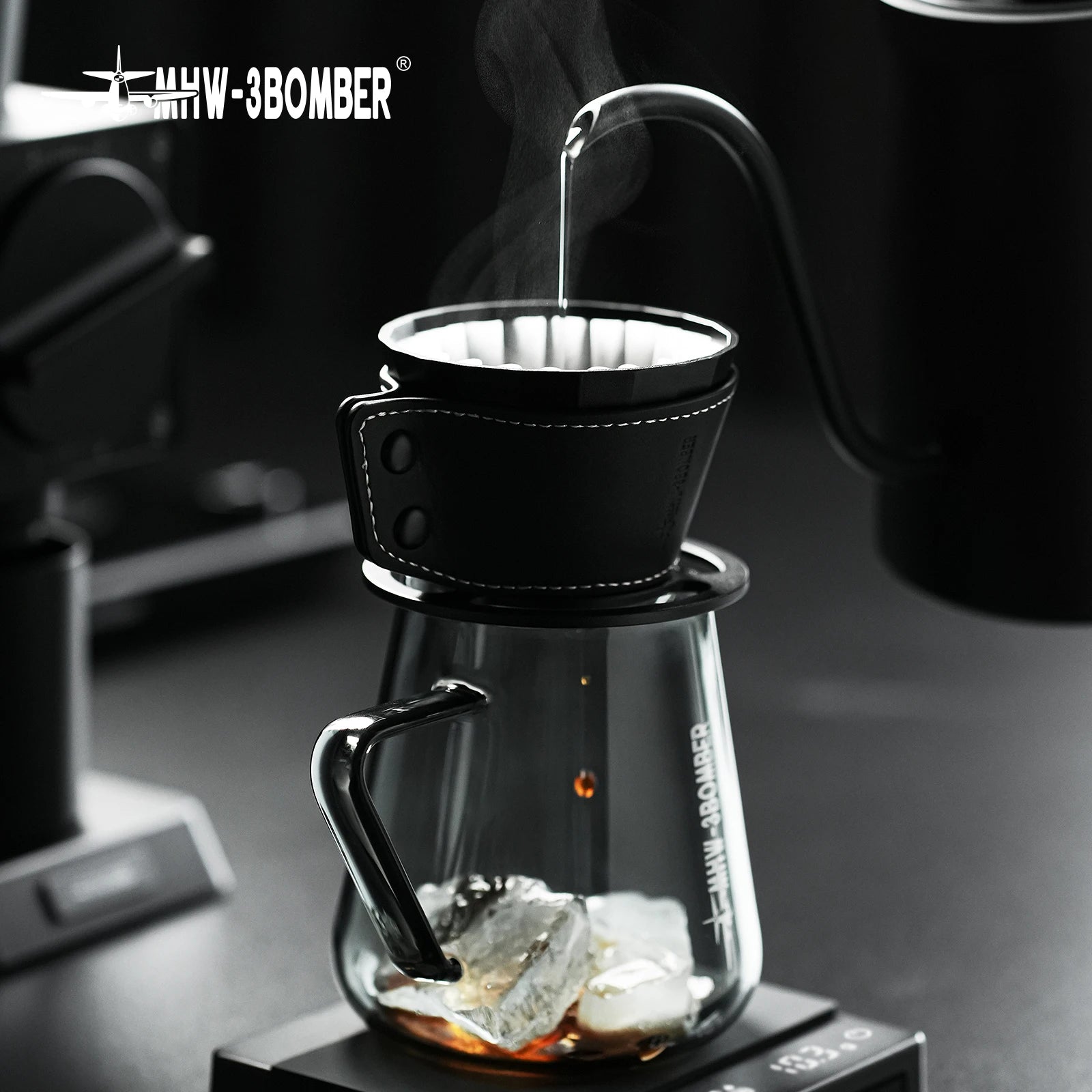 MHW-3BOMBER Pour Over Coffee Maker Set 500ml Glass Pour Over Coffee Dripper Filter Coffee Maker  Filter Paper Coffee Accessories