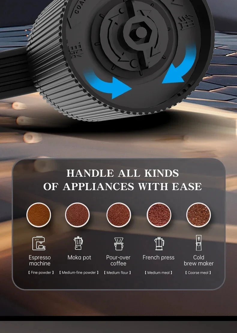 Portable coffee machine, hand cranked coffee grinder, mini adjustable grinder, home office, travel coffee powder making machine