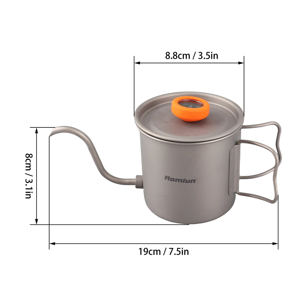 Pour Over Coffee Kettle Outdoor Ti Pour Over Coffee Kettle 400ml Gooseneck Tea Kettle with Thermometer and Folding Handle