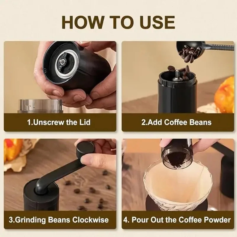 Manual Coffee Grinder CoffeeBean Grinding Ceramic Grinding Core Professional Double Bearing Adjustable Hand Crank Coffee Grinder