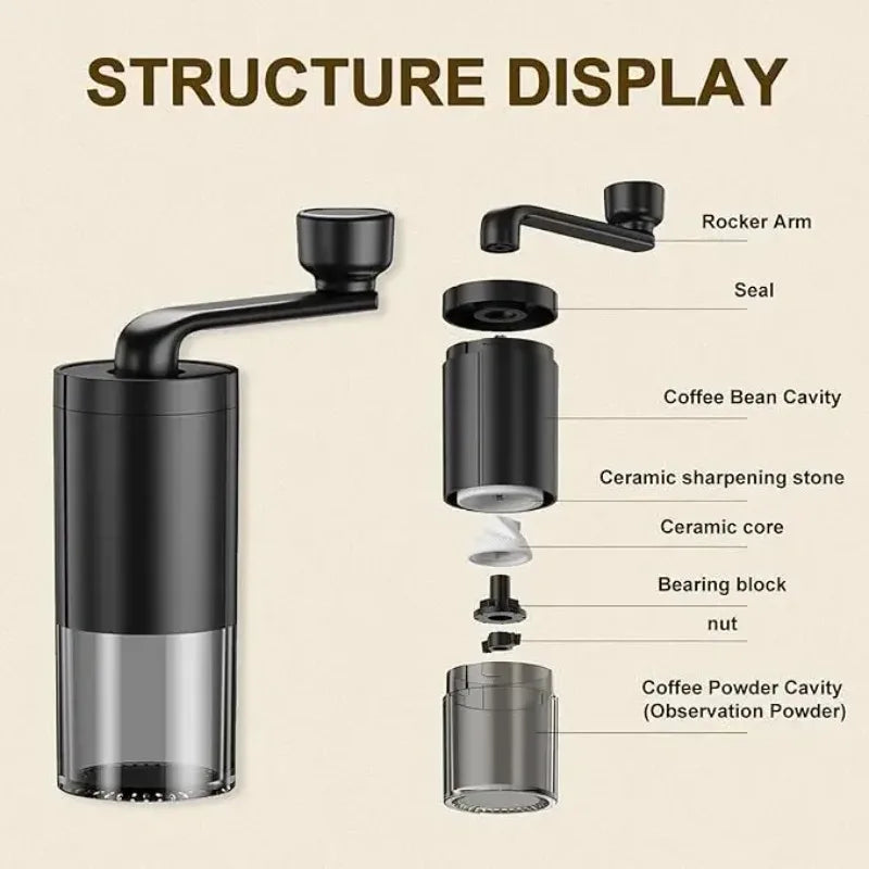 Manual Coffee Grinder CoffeeBean Grinding Ceramic Grinding Core Professional Double Bearing Adjustable Hand Crank Coffee Grinder