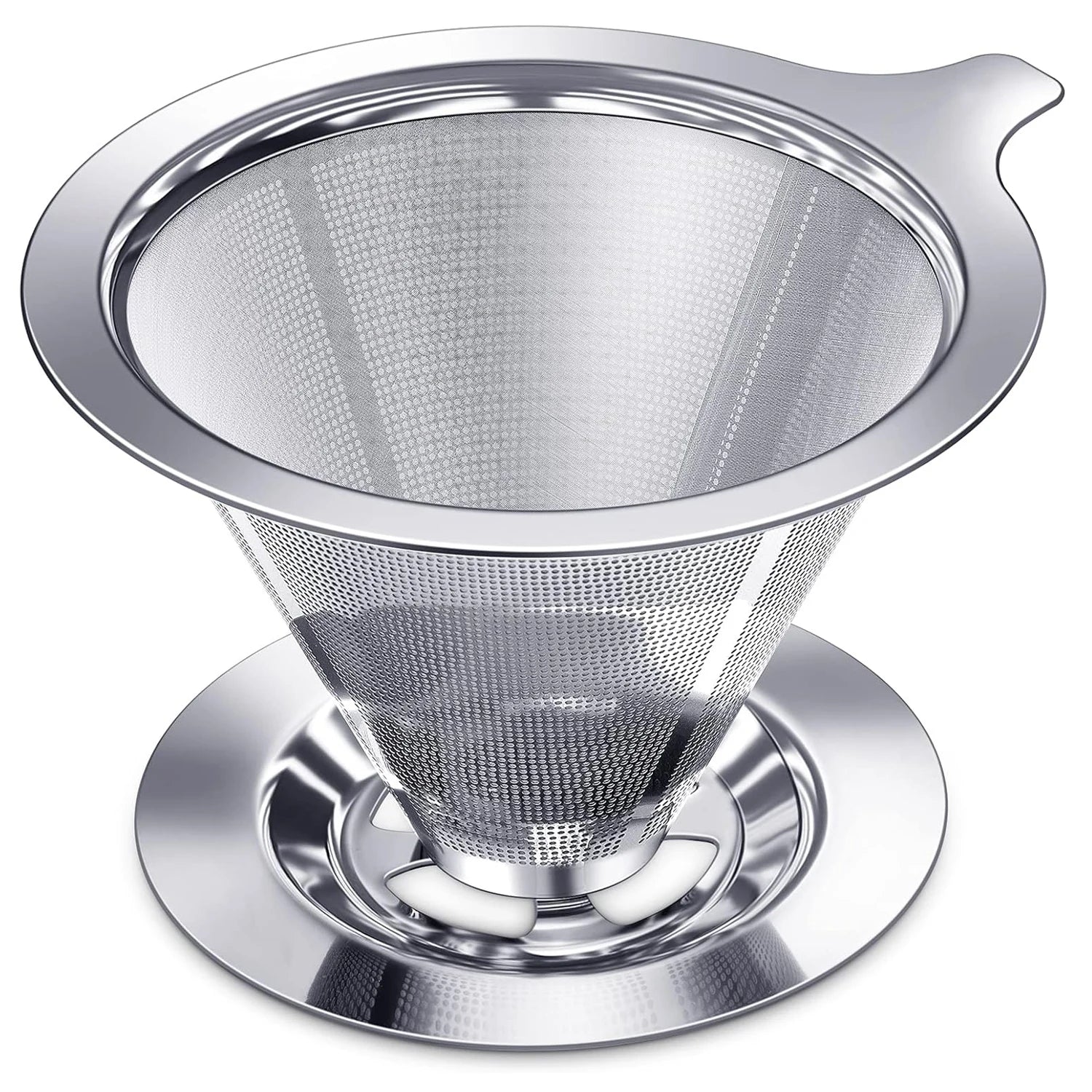 Pour Over Coffee Dripper,Slow Drip Paperless Coffee Filter,Stainless Steel Pour Over Coffee Maker,Double Mesh Design,Reusable