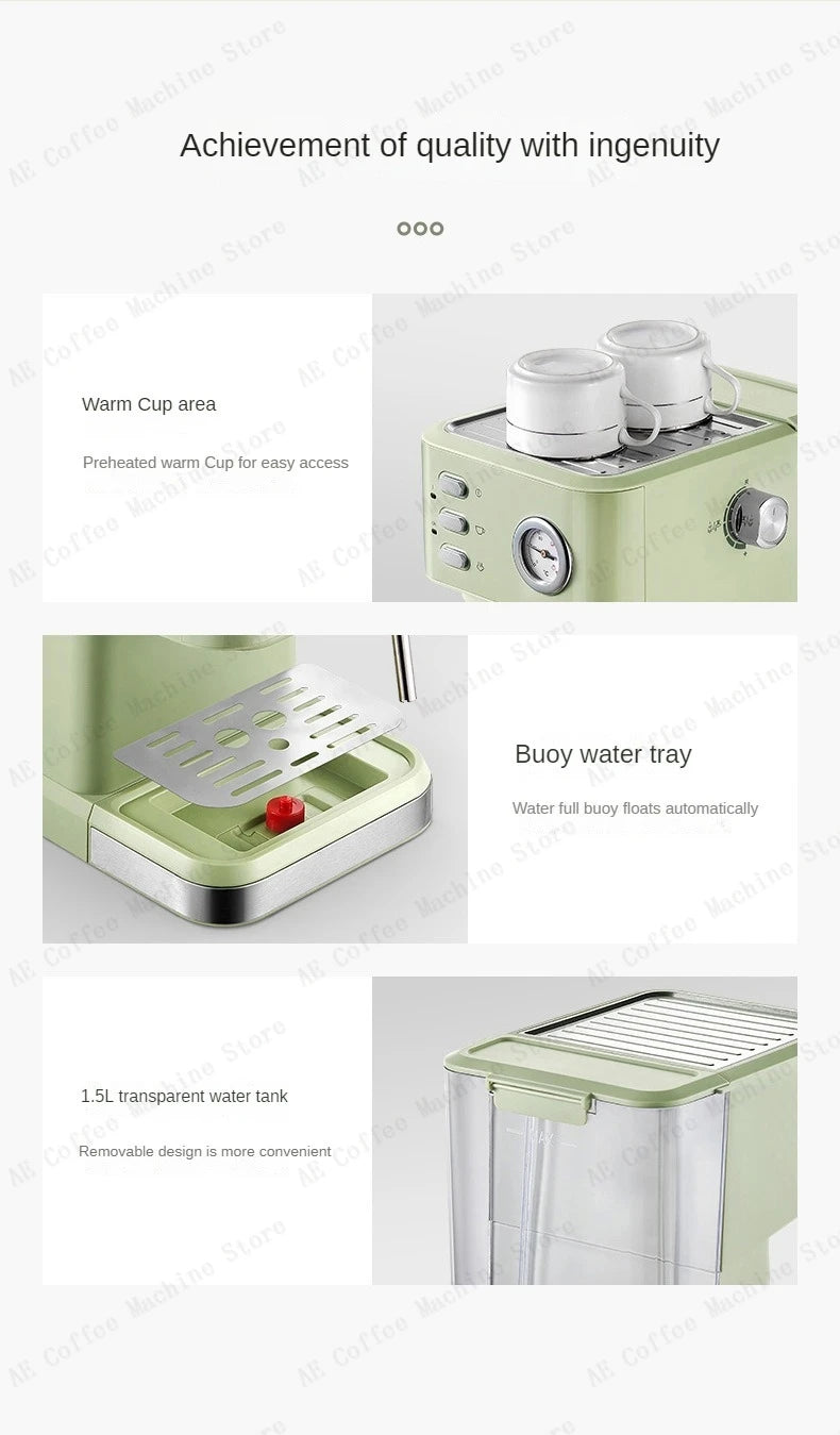 Home Espresso Machine for Beginners Semi-automatic Espresso Machine Small Extraction Coffee Machine Steam Milk Frother Latté