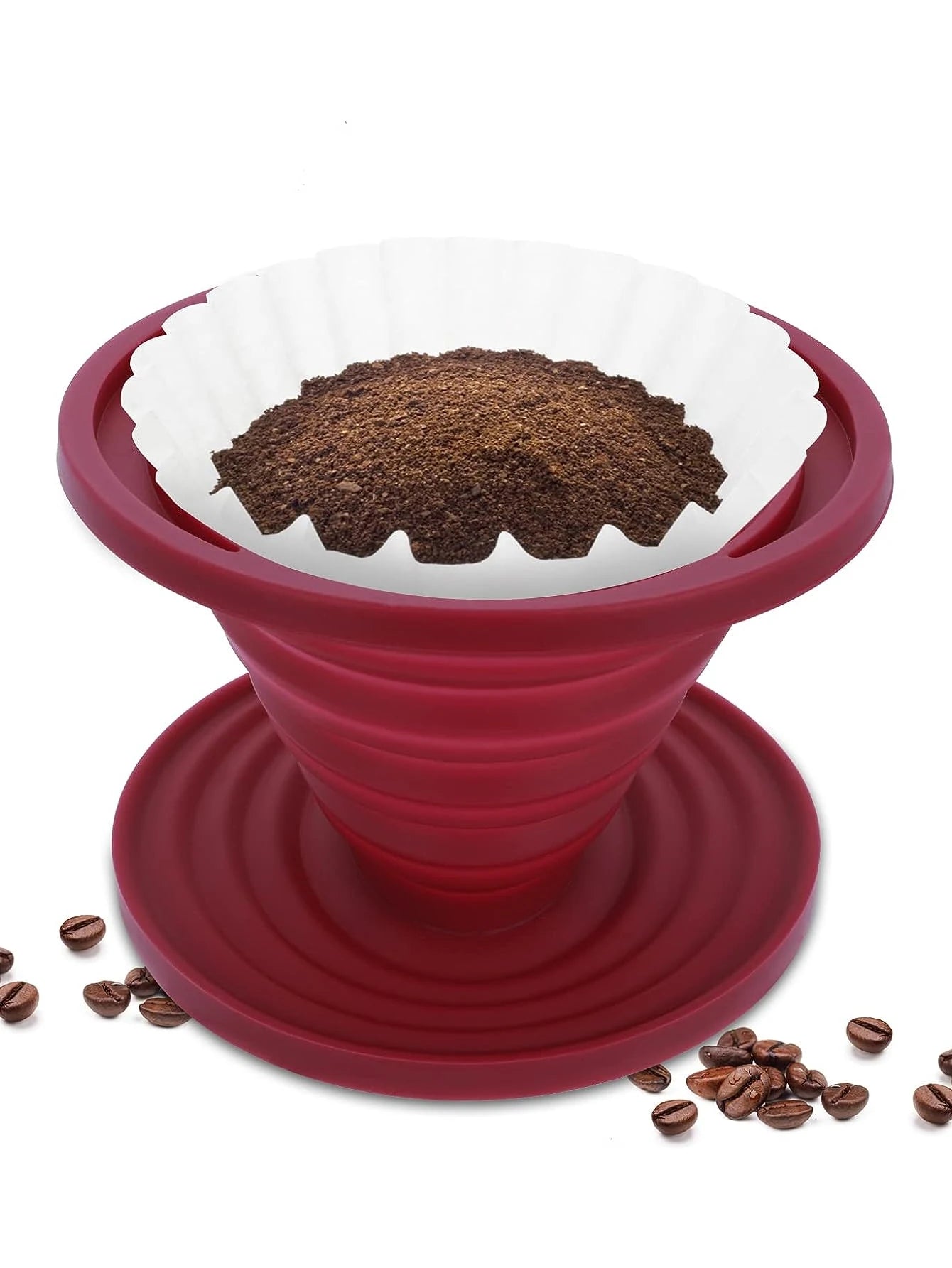 Leeseph Collapsible Pour Over Coffee Dripper Portable Camping Pour Over Coffee Maker Reusable Silicone Pour Over Coffee Filter