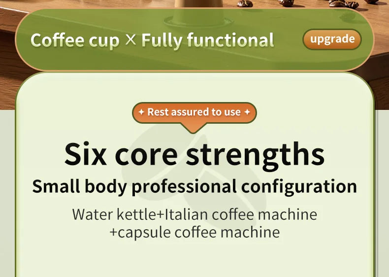 Wireless Electric Espresso Coffee Machine for Car & Home Camping Portable Coffee Maker 2-in-1 Capsule Powder Travel Coffee Maker