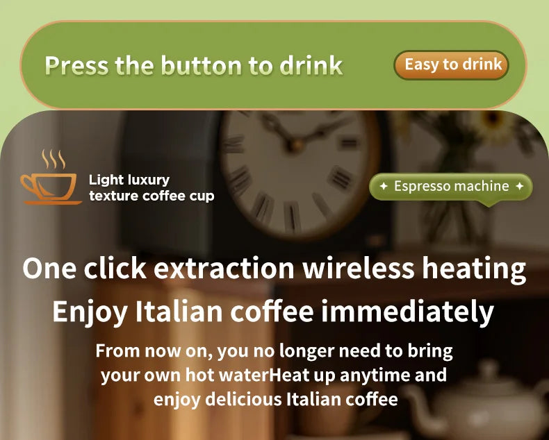 Wireless Electric Espresso Coffee Machine for Car & Home Camping Portable Coffee Maker 2-in-1 Capsule Powder Travel Coffee Maker