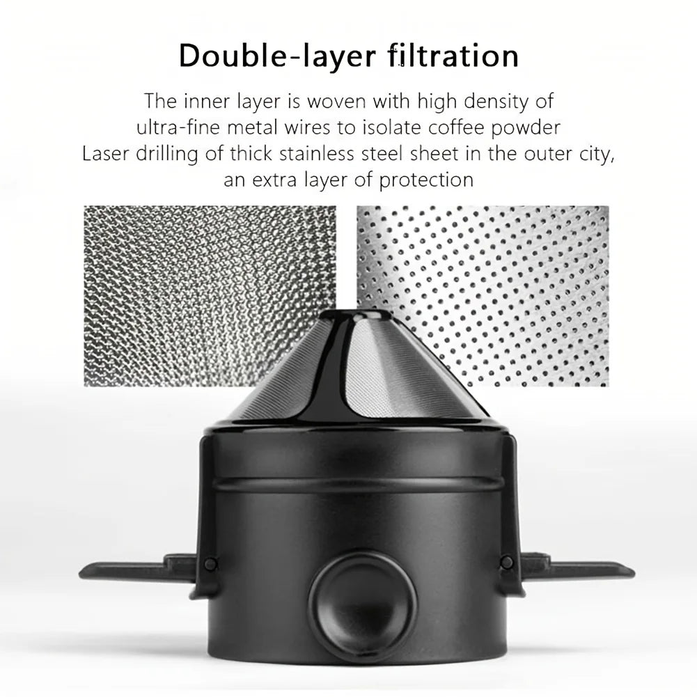 1/3pcs Folding Coffee Maker Filters Pour Over Dripper Set Stainless Steel Hand-Flush Funnel Cup with Ear Hook For Perfect Coffee