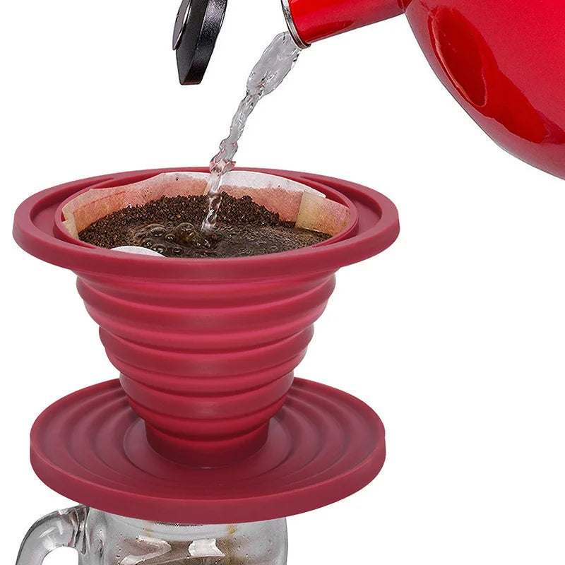 Collapsible Pour Over Coffee Dripper Food Grade Portable Camping Pour Over Coffee Maker Reusable Silicone Pour Coffee Filter
