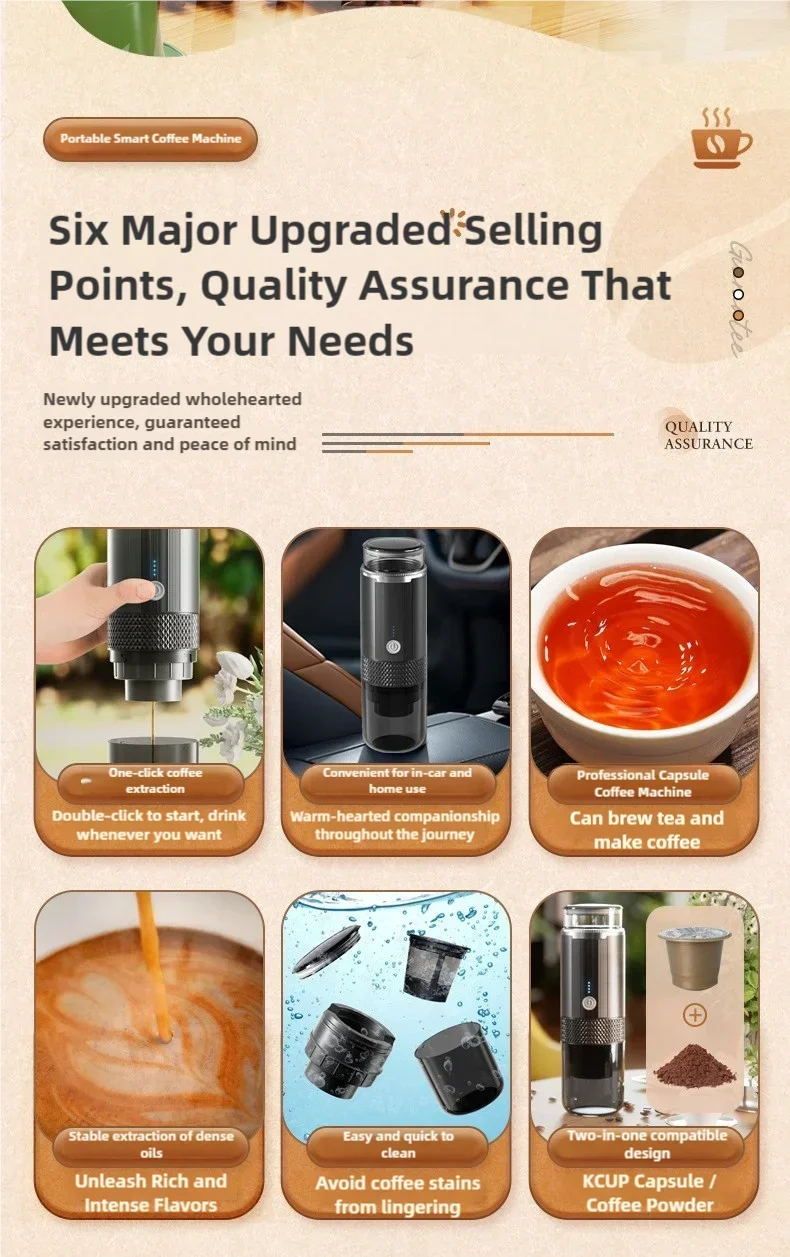 Coffee Maker Electric Capsule Grinding Coffee Brewer Portable Coffee Maker Suitable for Ground Coffee and Coffee Capsules