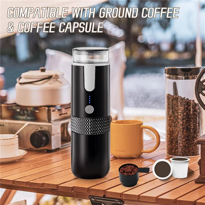 A69E2X Portable Espresso Maker, Electric Travel Coffee Machine For Office Travel Camping Fit Coffee Powder & Coffee Capsule