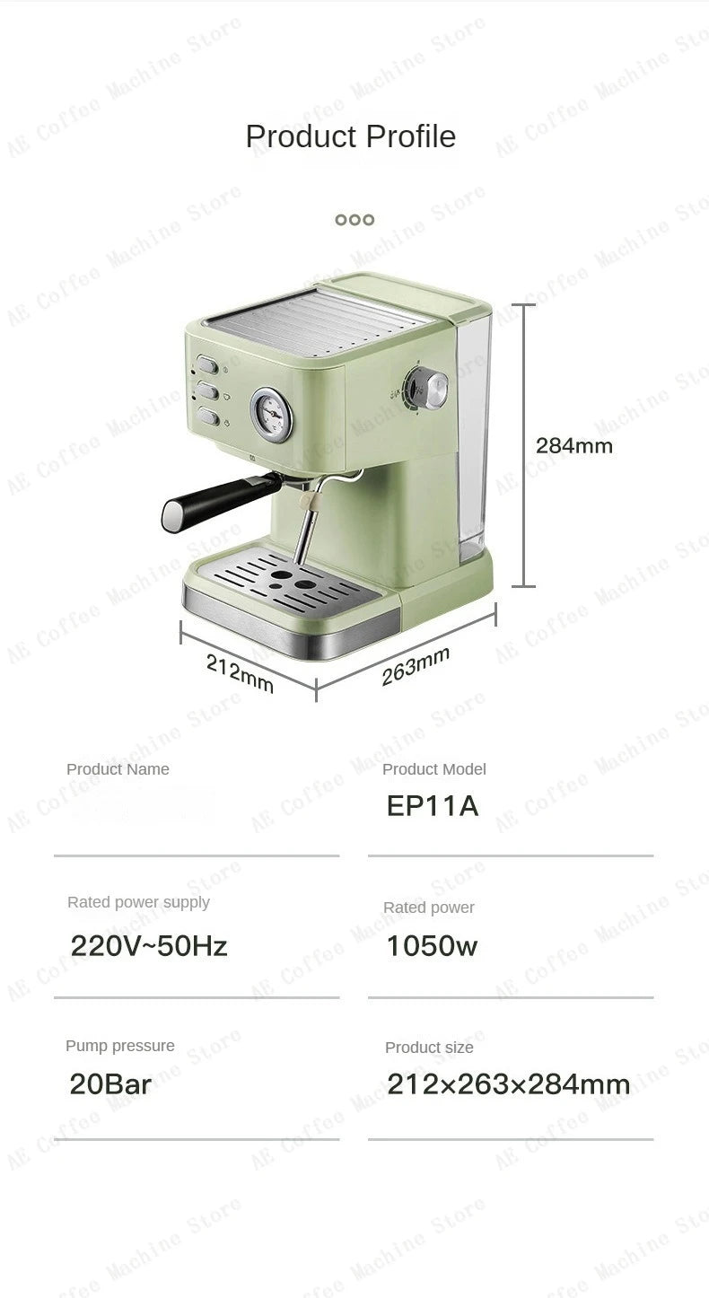 Home Espresso Machine for Beginners Semi-automatic Espresso Machine Small Extraction Coffee Machine Steam Milk Frother Latté