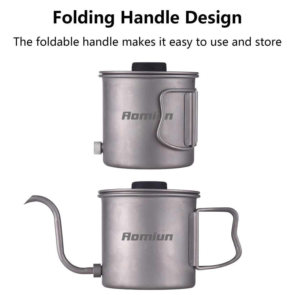 Pour Over Coffee Kettle Outdoor Ti Pour Over Coffee Kettle 400ml Gooseneck Tea Kettle with Thermometer and Folding Handle