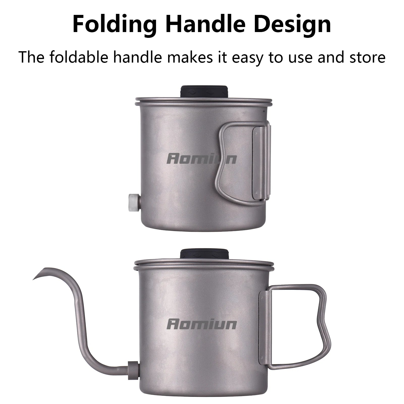 Pour Over Coffee Kettle Outdoor Ti Pour Over Coffee Kettle 400ml Gooseneck Tea Kettle with Thermometer and Folding Handle