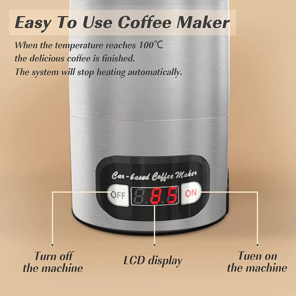 Portable Coffee Maker 12V/24V Compact Espresso Machine for Driving Office Home with LED Screen Display Fast Heating Heating