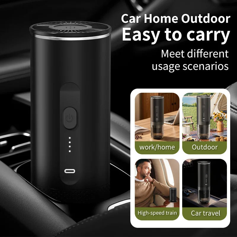 Wireless Electric Espresso Coffee Machine for Car & Home Camping Portable Coffee Maker 2-in-1 Capsule Powder Travel Coffee Maker