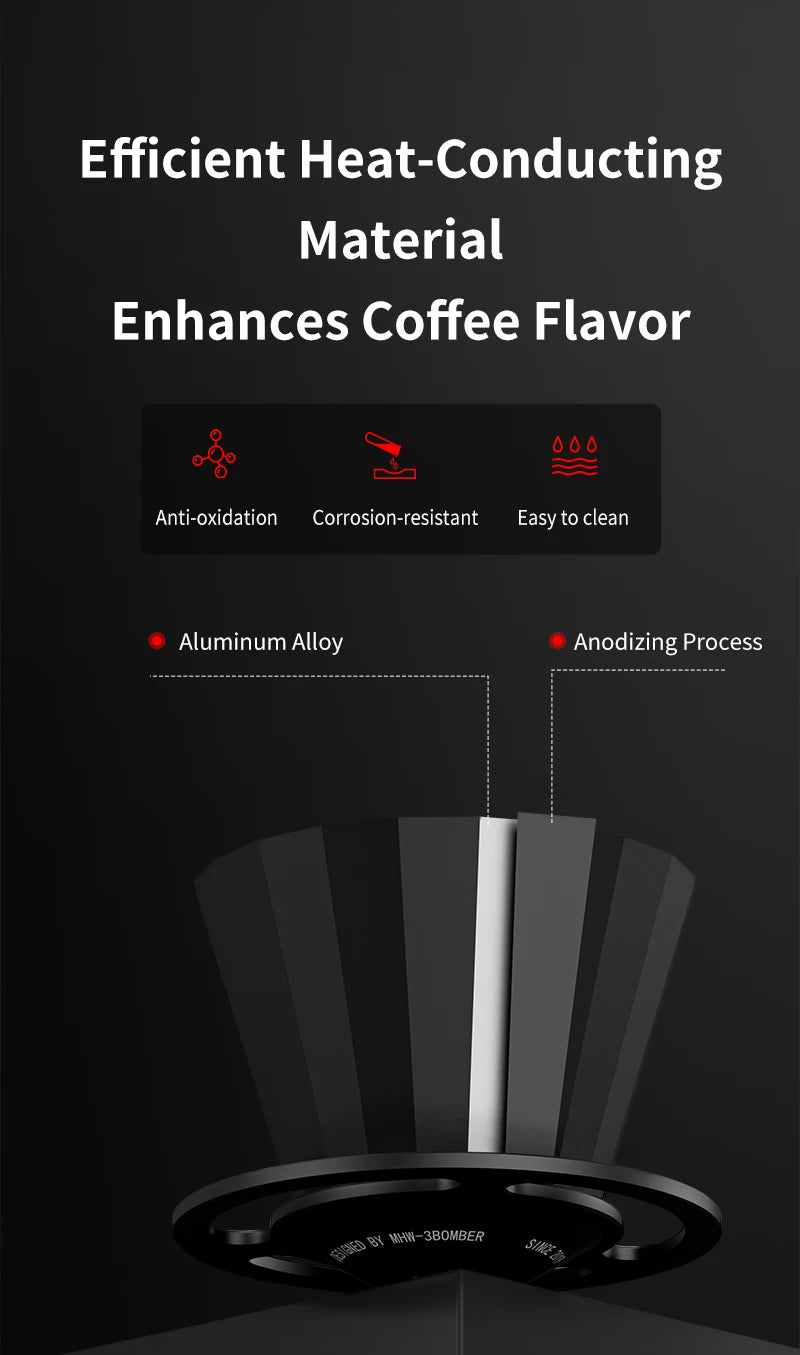 MHW-3BOMBER Pour Over Coffee Maker Set 500ml Glass Pour Over Coffee Dripper Filter Coffee Maker  Filter Paper Coffee Accessories