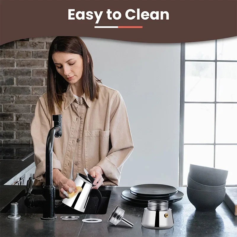 2/4/6/9Cup Coffee Maker Stainless Steel Espresso Maker 100-470ML Mocha Pot Espresso Maker For Home Kitchen Camping