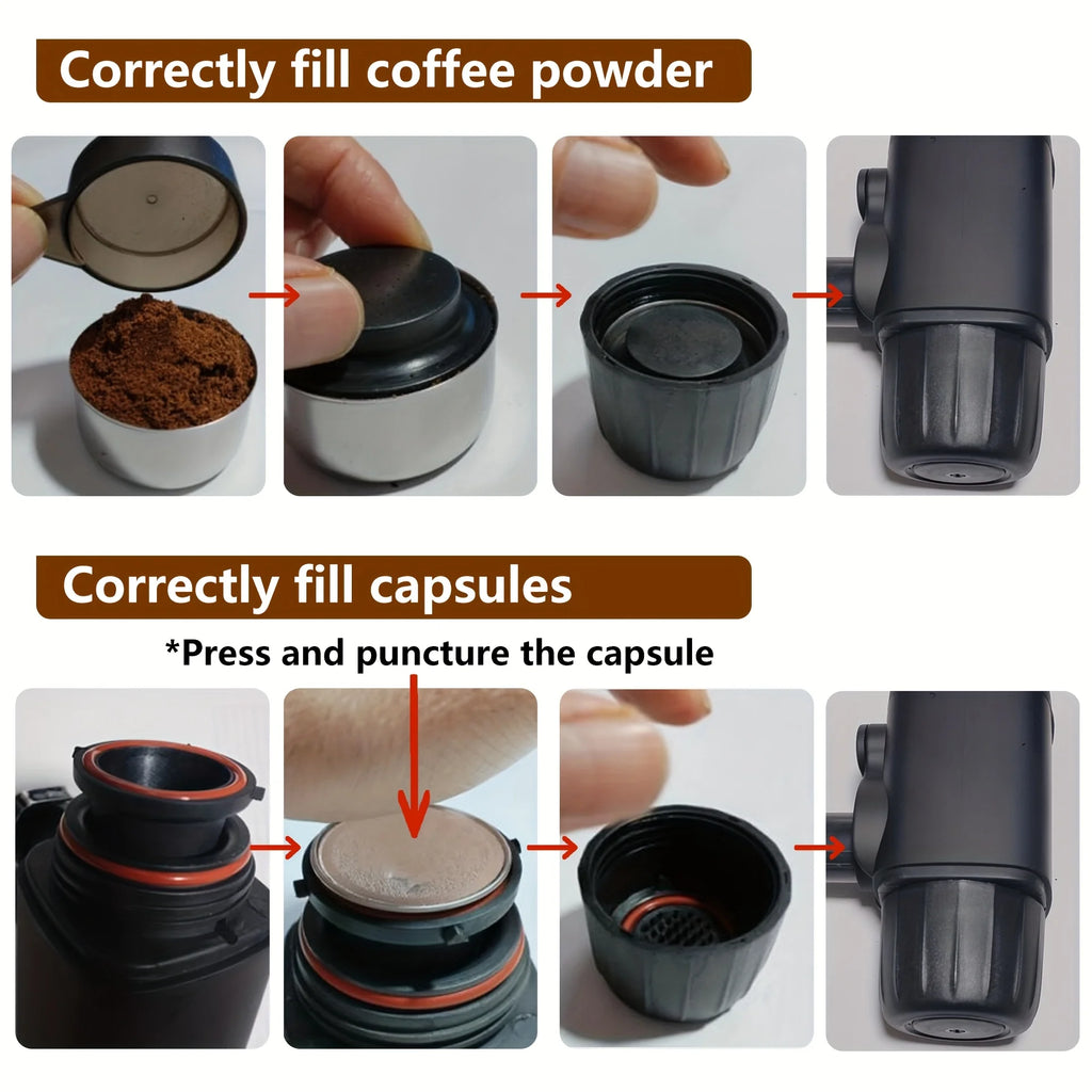 Espresso Coffee Maker - Portable, Manual, No Electricity Needed, Compact & Lightweight, Ideal for Travel, Car, Desk, Home Use