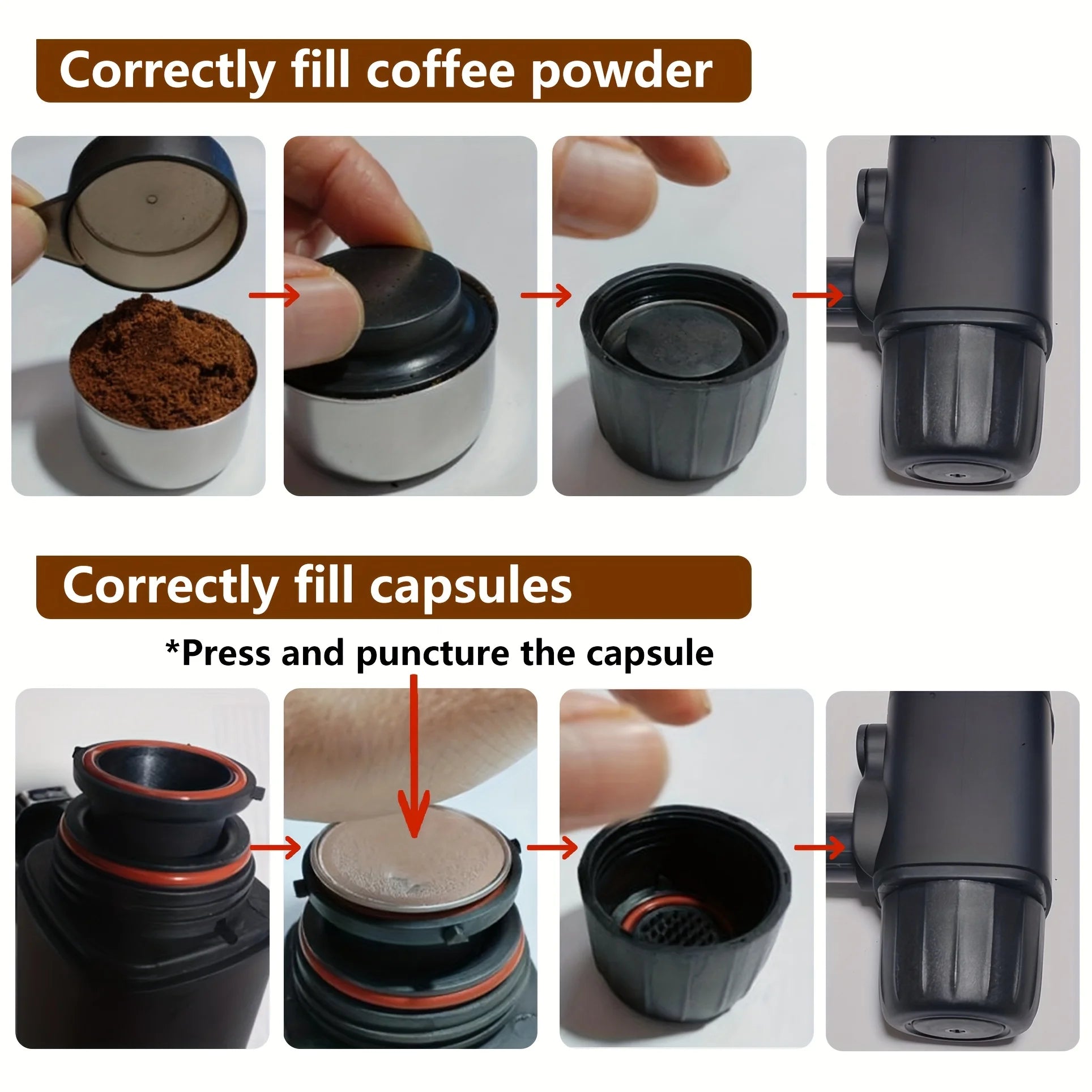 Espresso Coffee Maker - Portable, Manual, No Electricity Needed, Compact & Lightweight, Ideal for Travel, Car, Desk, Home Use