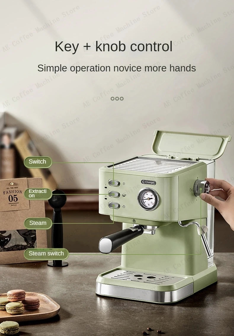 Home Espresso Machine for Beginners Semi-automatic Espresso Machine Small Extraction Coffee Machine Steam Milk Frother Latté