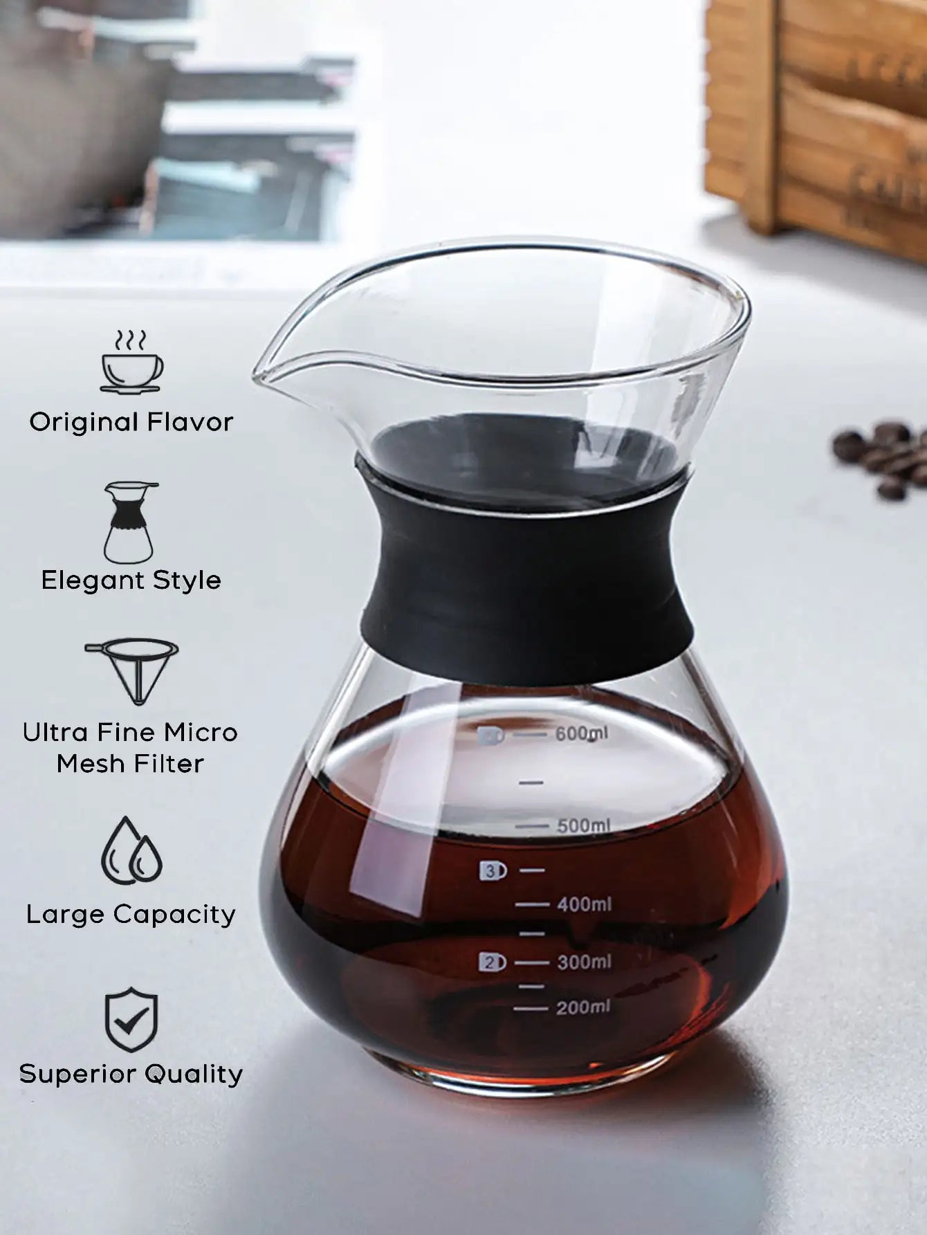 Leeseph Pour Over Coffee Brewer with Stainless Steel Coffee Filter, Dripper Coffee Maker Pour Over with Thermal Insulating