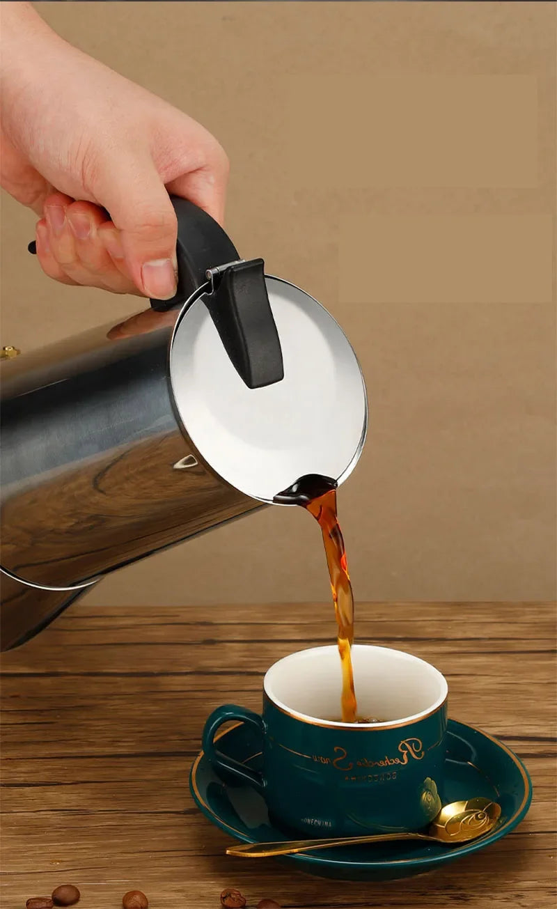 2/4/6/9Cup Coffee Maker Stainless Steel Espresso Maker 100-470ML Mocha Pot Espresso Maker For Home Kitchen Camping