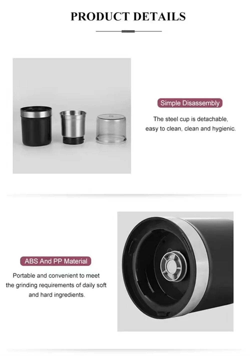 Coffee Grinder high-power Beans Grinder Machine  Detachable for cleaning household multifunctional Blender For Kitchen Cafe