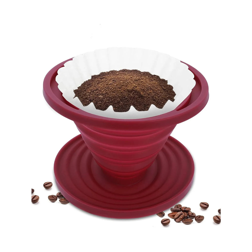 Collapsible Pour Over Coffee Dripper Food Grade Portable Camping Pour Over Coffee Maker Reusable Silicone Pour Coffee Filter