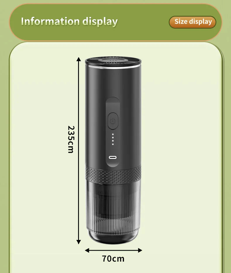 Wireless Electric Espresso Coffee Machine for Car & Home Camping Portable Coffee Maker 2-in-1 Capsule Powder Travel Coffee Maker