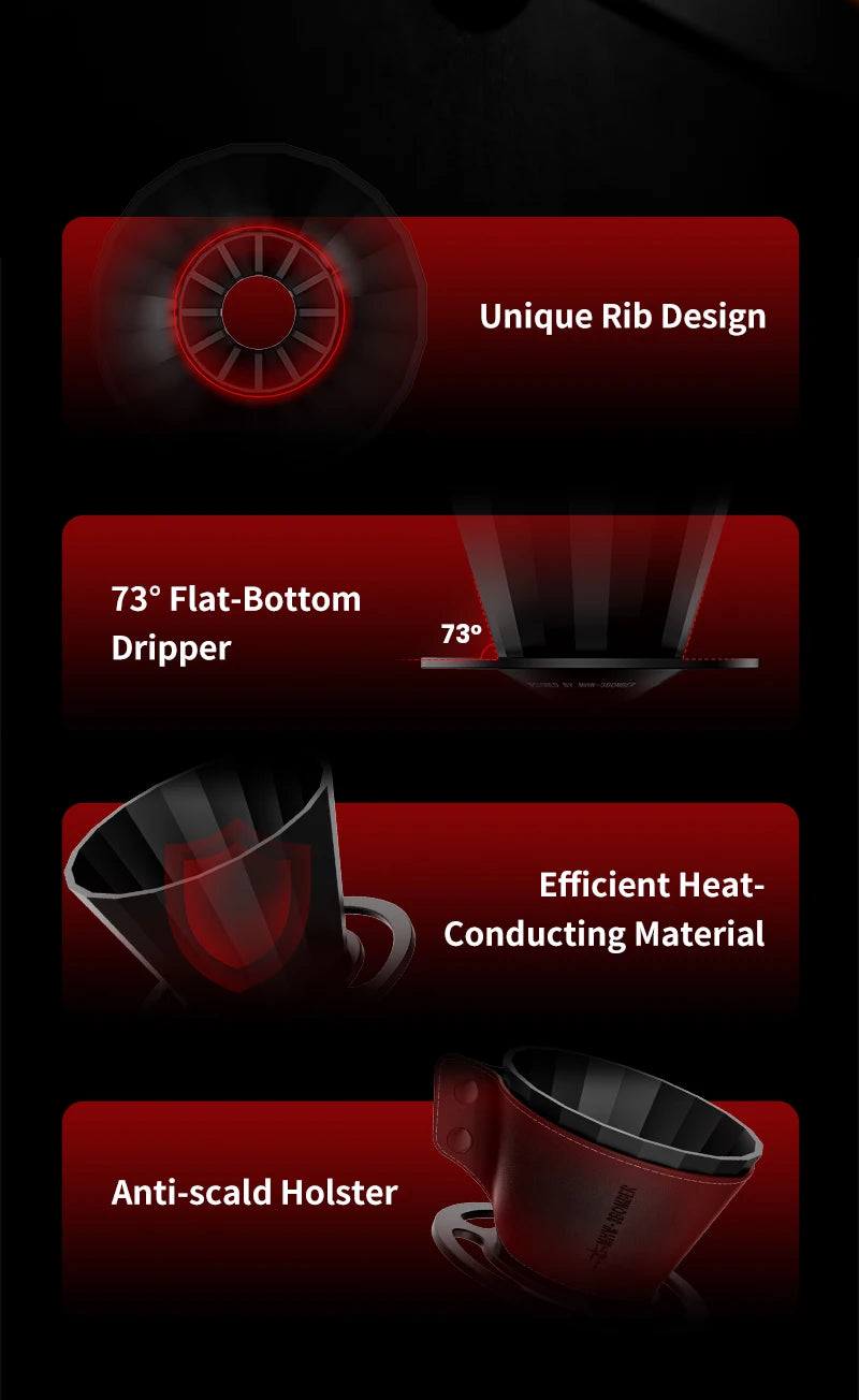 MHW-3BOMBER Pour Over Coffee Maker Set 500ml Glass Pour Over Coffee Dripper Filter Coffee Maker  Filter Paper Coffee Accessories