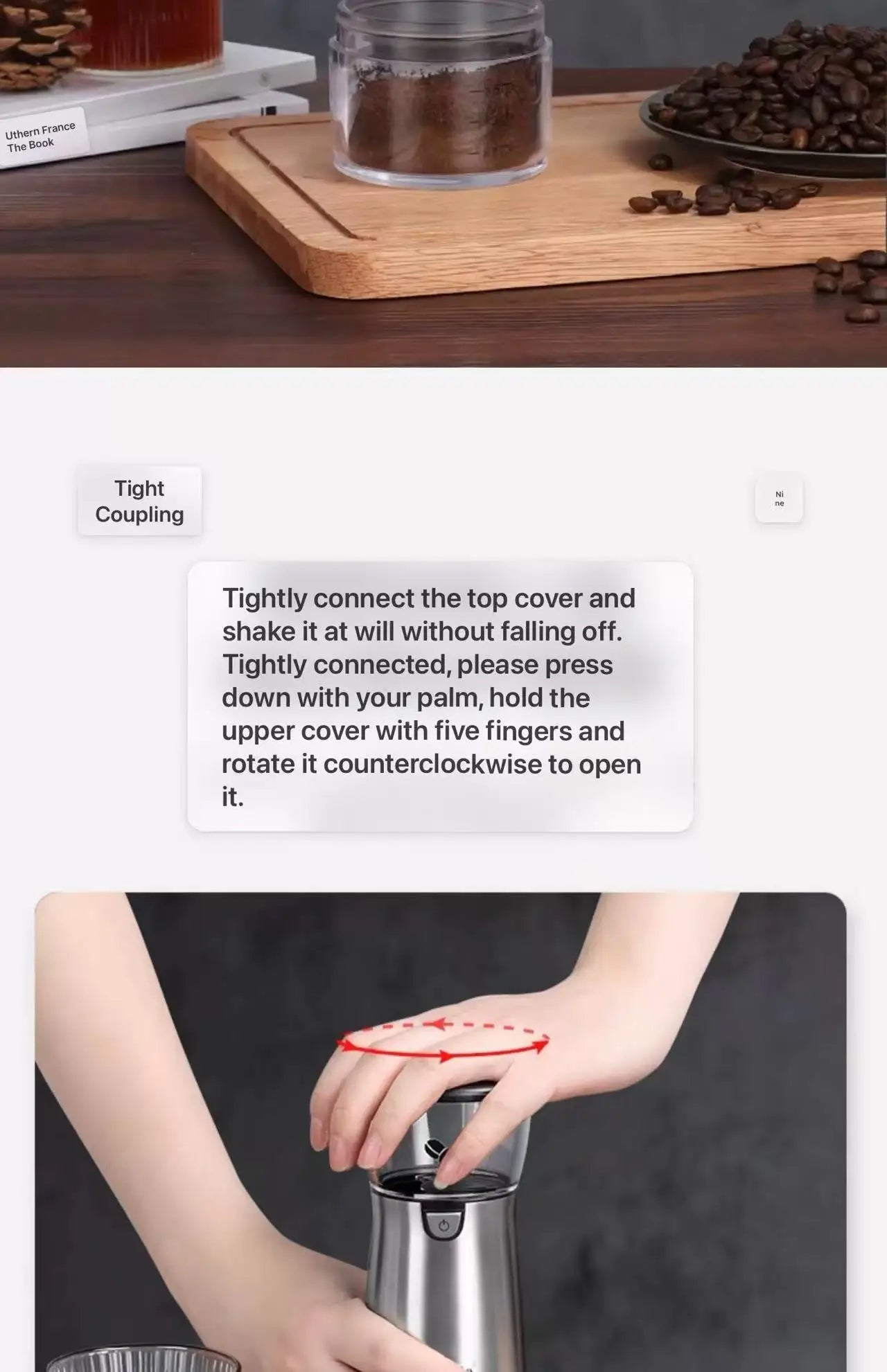 Electric grinder, coffee grinder, household small portable automatic coffee grinder, manual grinder