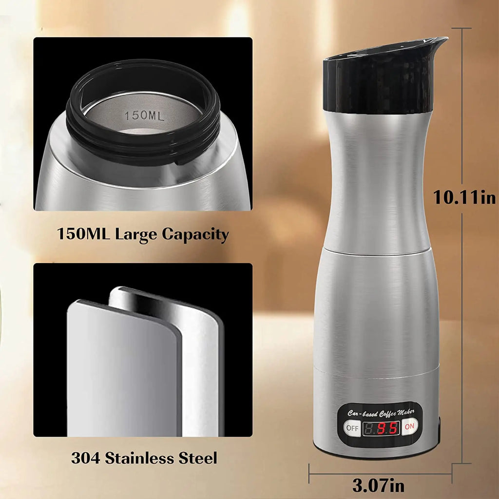 Portable Coffee Maker 12V/24V Compact Espresso Machine for Driving Office Home with LED Screen Display Fast Heating Heating