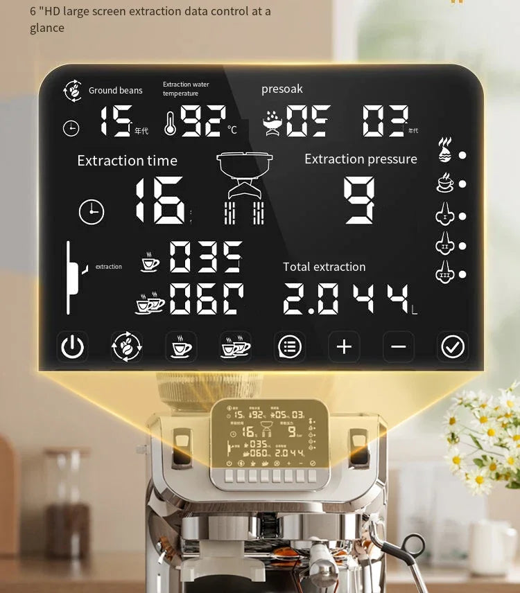 Barista Cappuccino Machine Professional Espresso Maker Espresso Machine With Grinder Milk Frother Steam Wand