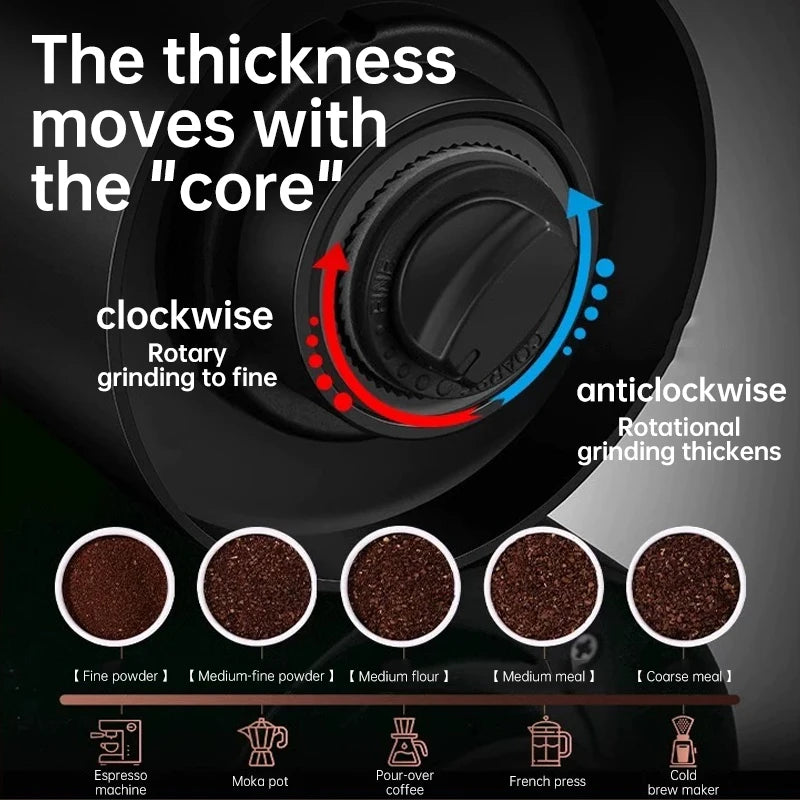 Portable coffee machine, hand cranked coffee grinder, mini adjustable grinder, home office, travel coffee powder making machine