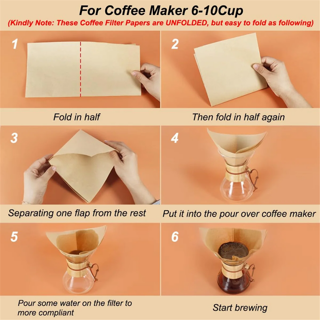Tools 100Pcs Pour over Coffee Filter,Natural Square Disposable Coffee Filter Paper for Pour over Coffee Maker Drippers
