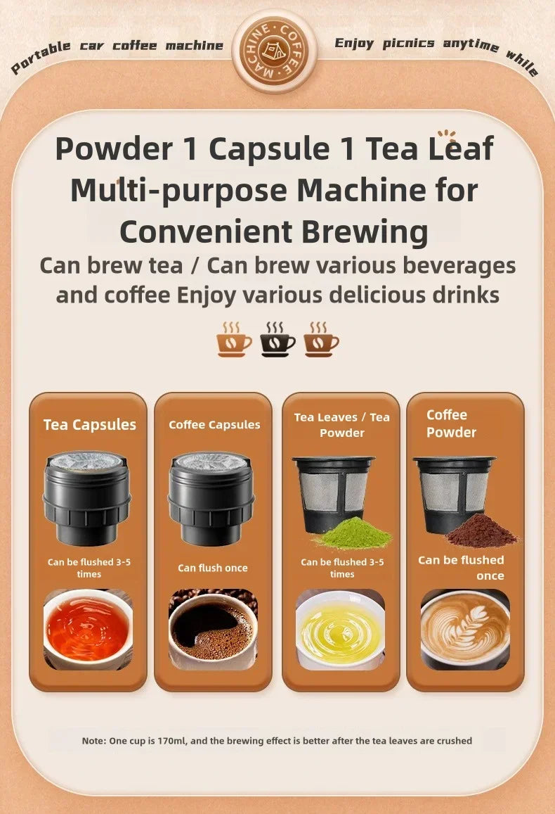 Coffee Maker Electric Capsule Grinding Coffee Brewer Portable Coffee Maker Suitable for Ground Coffee and Coffee Capsules