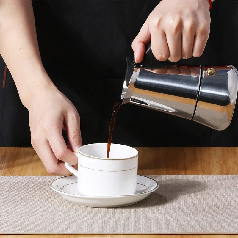 2/4/6/9Cup Coffee Maker Stainless Steel Espresso Maker 100-470ML Mocha Pot Espresso Maker For Home Kitchen Camping