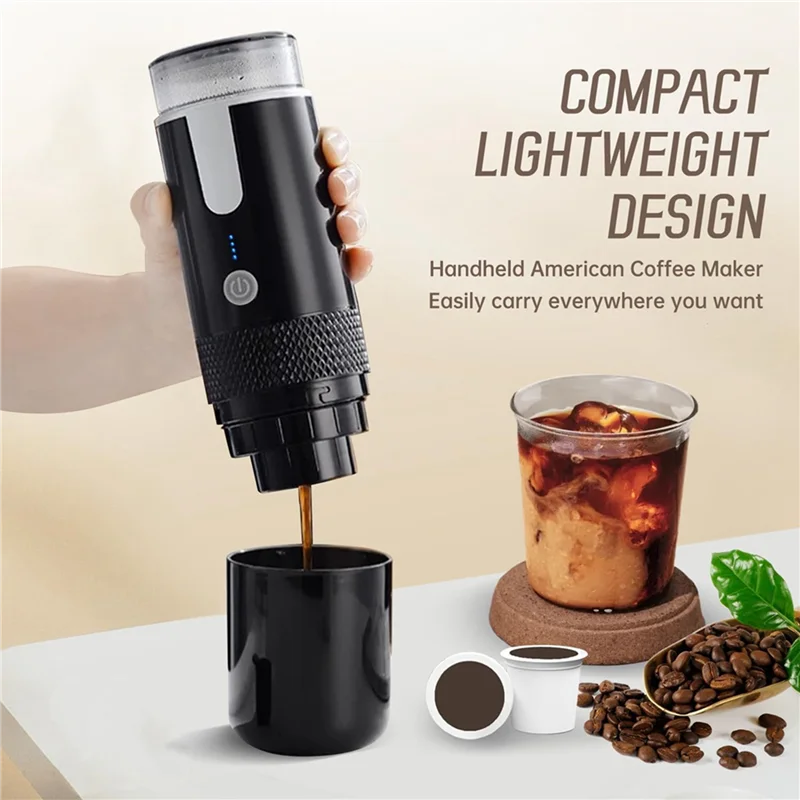 A69E2X Portable Espresso Maker, Electric Travel Coffee Machine For Office Travel Camping Fit Coffee Powder & Coffee Capsule