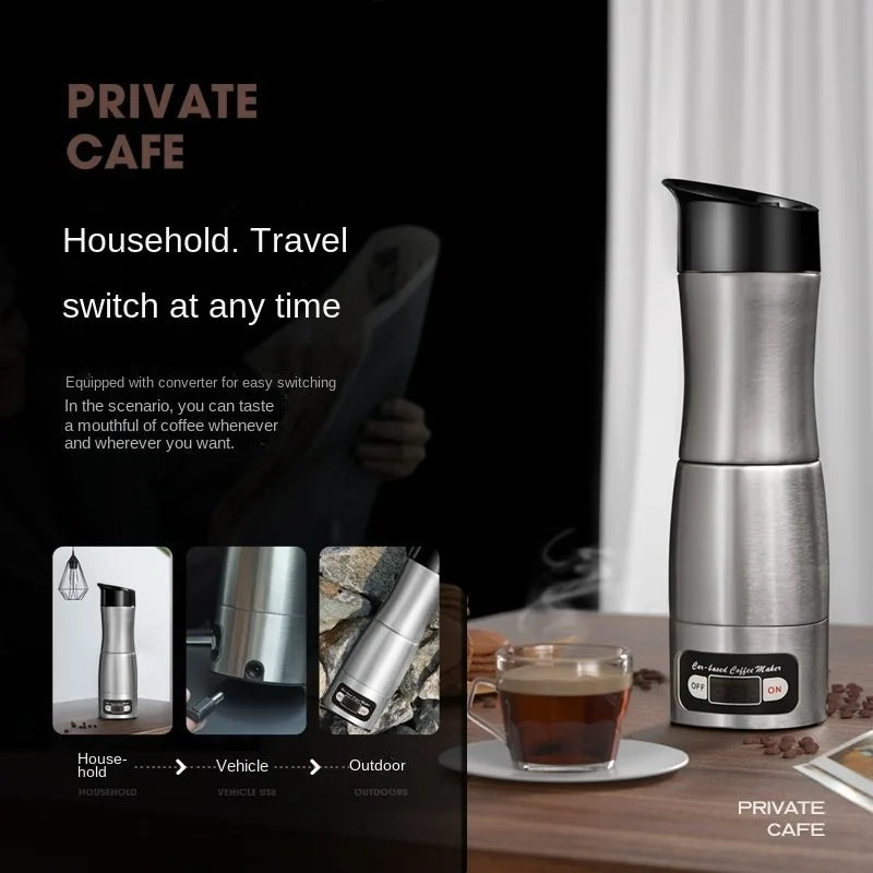 Portable Coffee Maker 12V/24V Compact Espresso Machine for Driving Office Home with LED Screen Display Fast Heating Heating