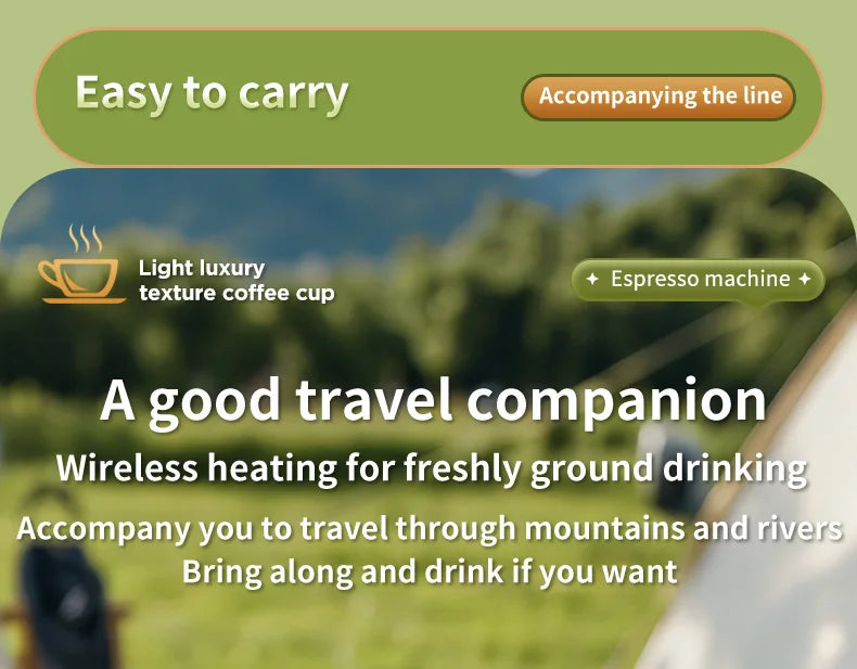 Wireless Electric Espresso Coffee Machine for Car & Home Camping Portable Coffee Maker 2-in-1 Capsule Powder Travel Coffee Maker