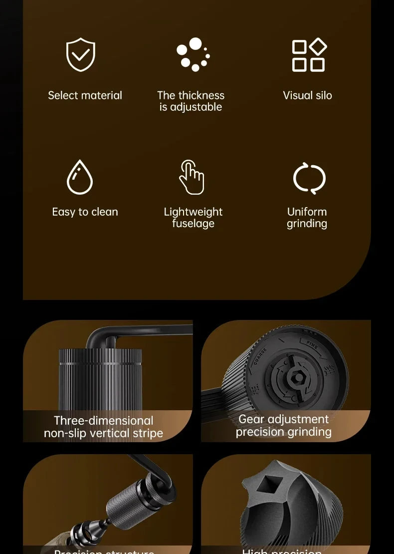 Portable coffee machine, hand cranked coffee grinder, mini adjustable grinder, home office, travel coffee powder making machine